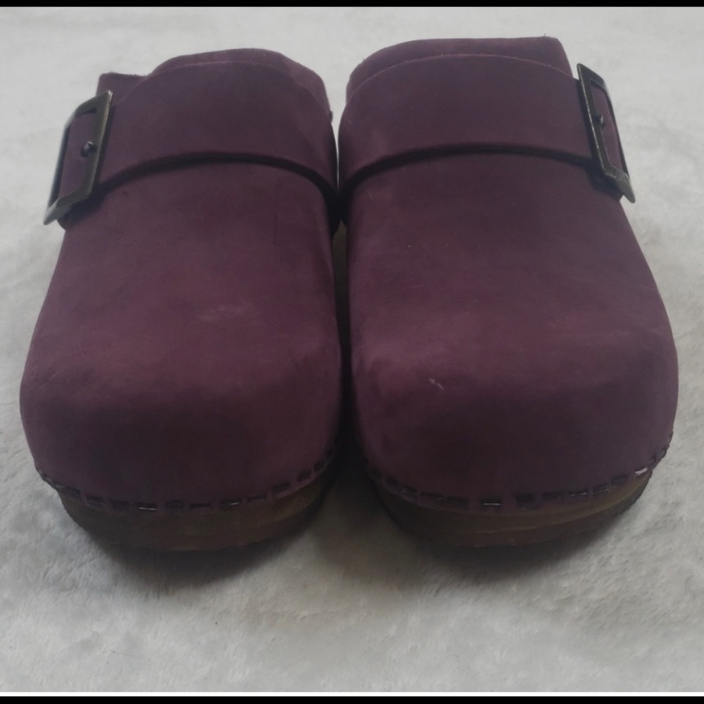 Sanita Burgundy Buckle Danish Clogs